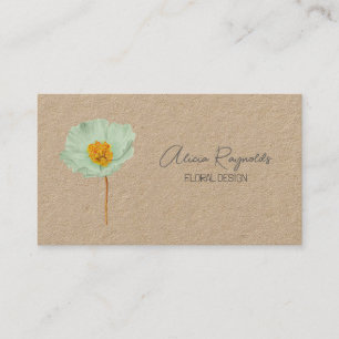 Modern minimalistisch rustikale Kraft Blumenmohn Visitenkarte