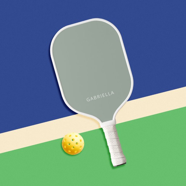 Modern Minimalistisch Sage Green Personalisiert Na Pickleball Schläger (Von Creator hochgeladen)