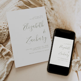 Modern Minimalistisch Sage Green Script Save the D Ankündigung