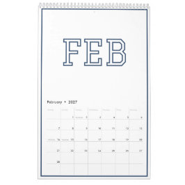 Modern minimalistisch schickes Navy Blau Kalender