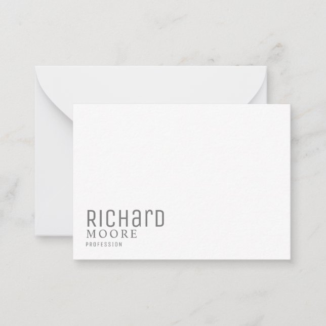 modern minimalistisch schlicht grau und weiß mitteilungskarte (Vorderseite)