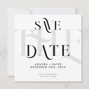 Modern minimalistisch schwarz-weiß save the date
