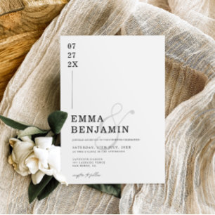Modern & Minimalistisch Schwarz   Weiße Hochzeit  Einladung