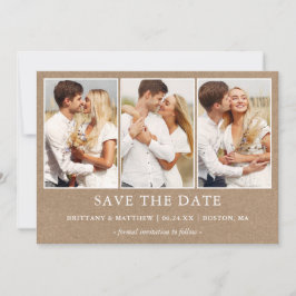 Modern Minimalistisch Simple 3 Foto Kraft Save The Date