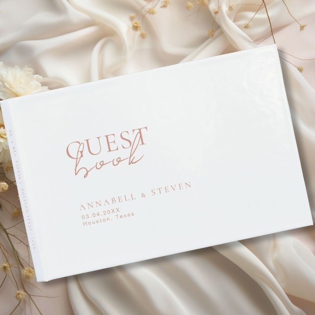 Modern, minimalistisch, weiß, Hochzeit Gästebuch (Modern, Minimal, White, Wedding Guest Book, personalized with your names and date.)