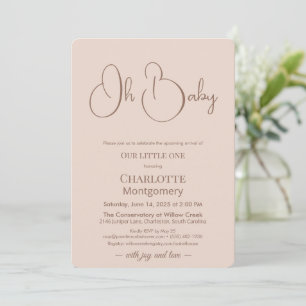 Modern-minimalistische Babyparty Puderrosé Einladung