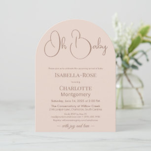 Modern-minimalistische Babyparty   Puderrosé Einladung