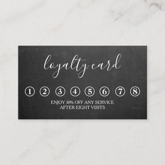 Modern Minimalistische Black Chalkboard Loyalty Ca Visitenkarte (Vorderseite)