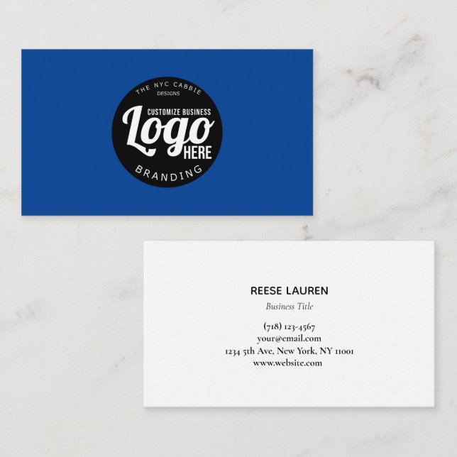 Modern Minimalistische blaue Visitenkarte mit Logo (Vorne/Hinten)