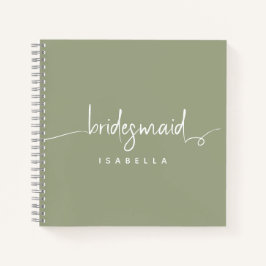Modern Minimalistische Bridesmaid Script Sage Gree Notizbuch