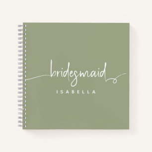 Modern Minimalistische Bridesmaid Script Sage Gree Notizbuch