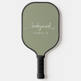 Modern Minimalistische Bridesmaid Script Sage Gree Pickleball Schläger