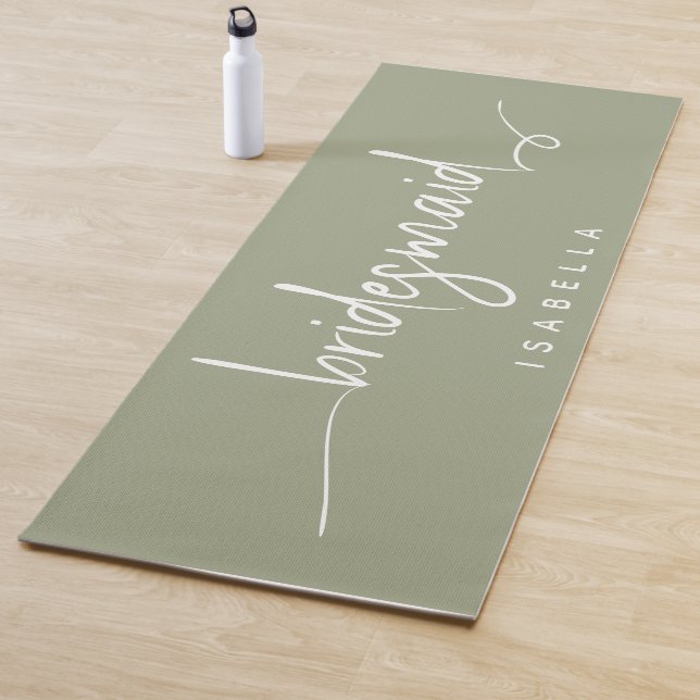 Modern Minimalistische Bridesmaid Script Sage Gree Yogamatte (Beispiel)