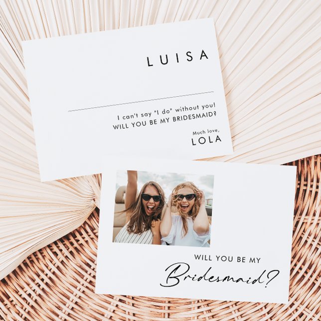 Modern Minimalistische Foto Bridesmaid Vorschlag C Einladung (Von Creator hochgeladen)
