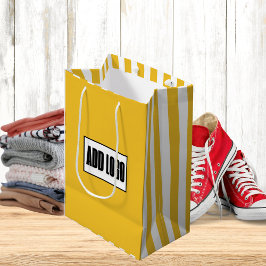 Modern Minimalistische gelbe Streifen - Firmenlogo Mittlere Geschenktüte