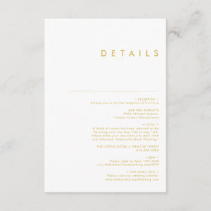 Modern Minimalistische Gold Schriftart Details Ein Begleitkarte