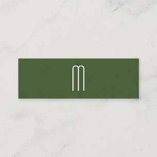 Modern Minimalistische Monogram Green Mini Visitenkarte