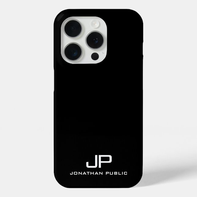 Modern Minimalistische Monogramm Schwarz/Weiß Case-Mate iPhone Hülle (Rückseite)