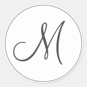 Modern Minimalistische Schwarzweißmonogramm Runder Aufkleber