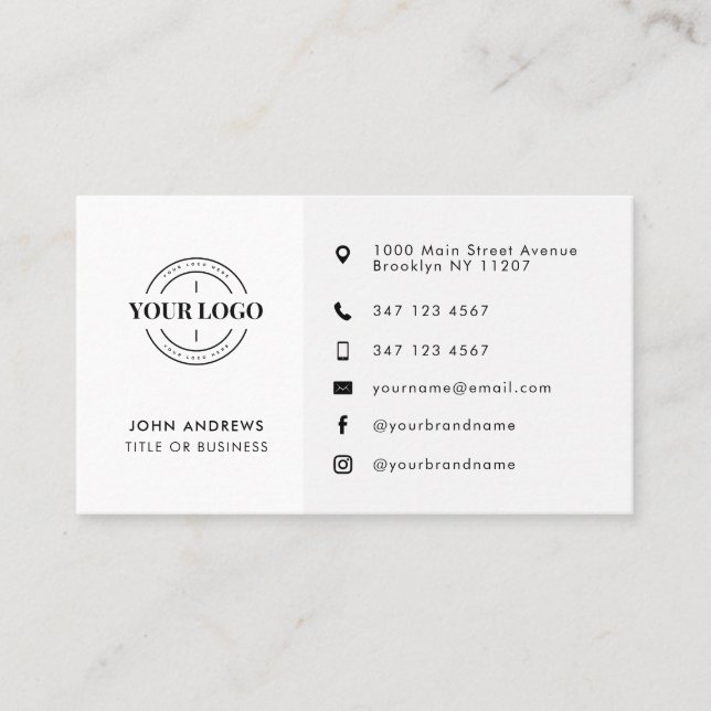 Modern Minimalistische Social Media Icons für Logo Visitenkarte (Vorderseite)