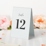 Modern Minimalistische Tischnummer Pedestelle-Zeic Tischaufsteller<br><div class="desc">Klassische Tischnummer mit eleganter Schwarzweiß-Typografie.</div>