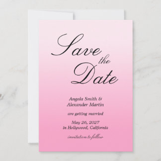 Modern minimalistischer Baumwollzucker-Pink-Gradie Save The Date