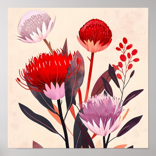 Modern minimalistischer Boho-Blumen-Botanik Poster (Vorne)