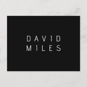 Modern minimalistischer editierbarer Name Schwar Postkarte