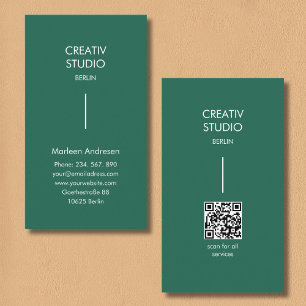 Modern minimalistischer grüner weißer QR-Code Visitenkarte