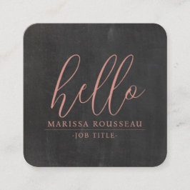 Modern Minimalistischer Hello Terracotta Black QR  Quadratische Visitenkarte