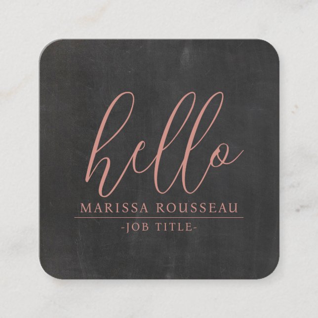 Modern Minimalistischer Hello Terracotta Black QR  Quadratische Visitenkarte (Vorderseite)