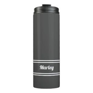 Modern minimalistischer klassischer Name süß grau Thermosbecher