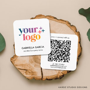 Modern Minimalistischer Logo QR-Code Basic Quadratische Visitenkarte