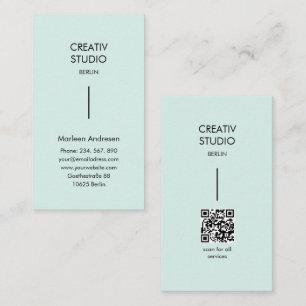 Modern minimalistischer Mint-schwarzer QR-Code Visitenkarte