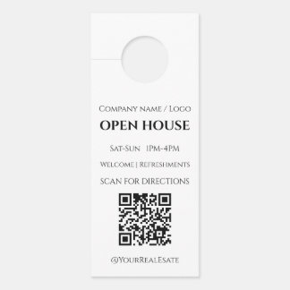 Modern-minimalistischer QR-Code für offene Immobil Türanhänger