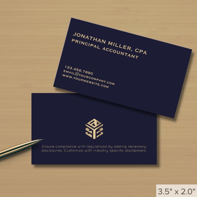 Modern Minimalistisches Blue-Gold-Logo für Navy Visitenkarte (Von Creator hochgeladen)