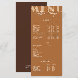 Modern Minimalistisches Coffee Shop Menü Menükarte