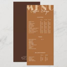Modern Minimalistisches Coffee Shop Menü Menükarte