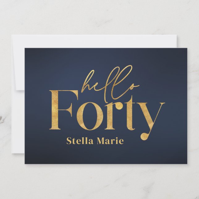 Modern minimalistisches Gold, einfach 40. Geburtst Einladung (Vorderseite)
