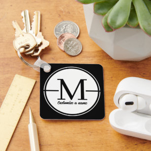 Modern-minimalistisches initiales Monogramm-Quadra Schlüsselanhänger