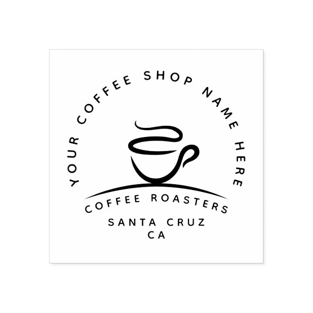Modern Minimalistisches Kaffee-Shop-Logo Gummistempel (Prägung)