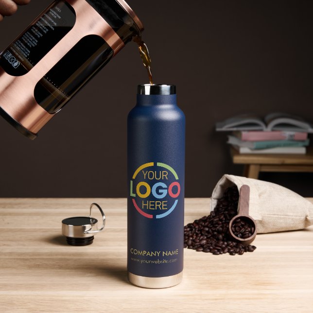 Modern Minimalistisches Logo für Navy Blue Company Trinkflasche (Kaffee)