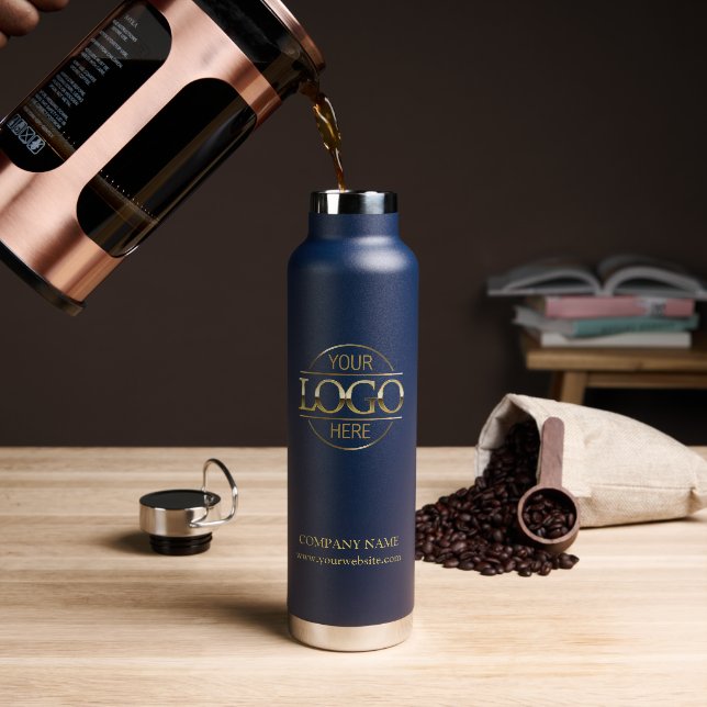 Modern Minimalistisches Logo für Navy Blue Company Trinkflasche (Kaffee)