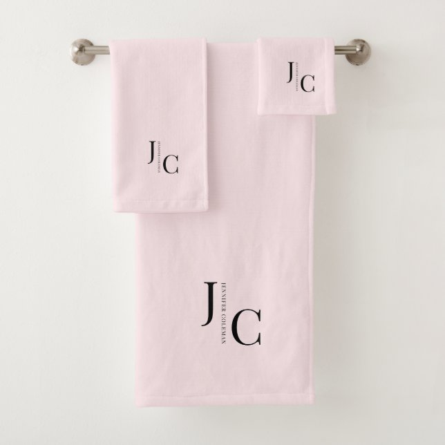 Modern Minimalistisches Logo Monogram Einfach rot  Badhandtuch Set (Insitu)