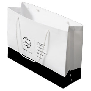 Modern Minimalistisches Logo Schwarz/Weiß Große Geschenktüte
