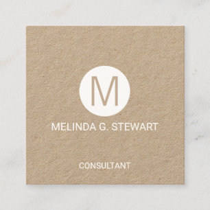 Modern Minimalistisches Mongram Kraft Paper Quadratische Visitenkarte