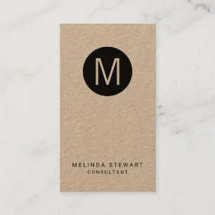 Modern Minimalistisches Mongram Kraft Paper Visitenkarte