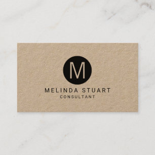 Modern Minimalistisches Mongram Kraft Paper Visitenkarte