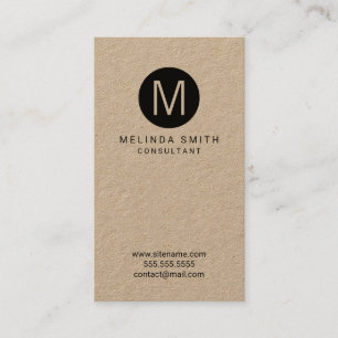 Modern Minimalistisches Mongram Kraft Paper Visitenkarte