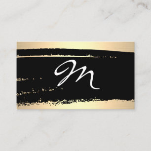 Modern minimalistisches Monogramm auf schwarz/gold Visitenkarte